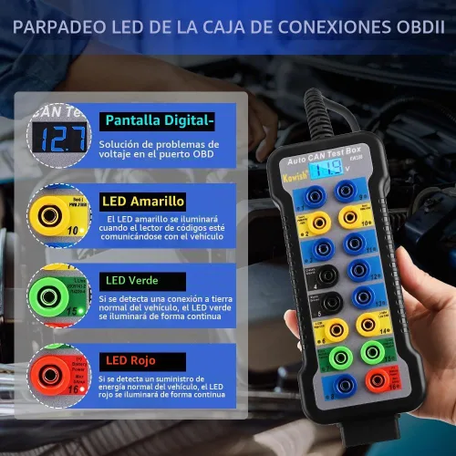 Vista 5 de Caja de ruptura OBD2 KAWISH Detector de protocolo OBDII Auto de 16 pines con pantalla LCD para detección de comunicación de protocolo