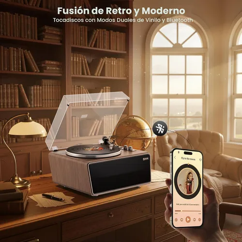 Vista 4 de Reproductor de discos de vinilo con altavoces, Bluetooth, AT-3600L, 33/45RPM, grabación de PC