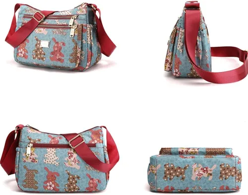 Vista 4 de Bolso de hombro para mujer, diseño de patrón de flores, bolso de viaje para mujer, bolso de mensajero de nailon de verano para mujer, bolso mujer