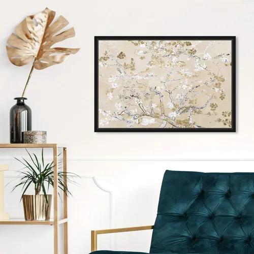 Vista 4 de Oliver Gal Van Gogh en lienzo inspirado en flores doradas, arte de pared para sala de estar, dormitorio y baño, 15 x 10 pulgadas, marco flotante