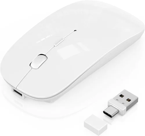 Vista 10 de Gizdot-S1 - Mouse Bluetooth para laptop/MacBook Air/Pro y iPad, mouse inalámbrico recargable con tipo C, mouse delgado para iMac, 4 modos