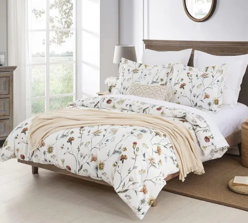 Vista 4 de DAUAOTO - Juego de funda de edredón tamaño Queen - 90 x 90 pulgadas, funda de edredón + 2 fundas de almohada, juego de ropa de cama de algodón