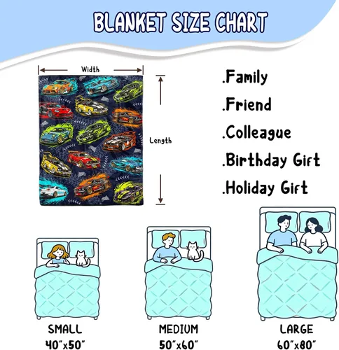 Vista 7 de Racing Car Blanket Car Gifts for Boys Kids Soft Cozy Flannel Unique Racing Cars Stuff Throw Blanket Cool Cars Lovers Gifts for Girls Baby Birthday