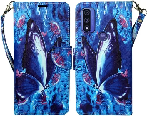 Vista 12 de Zase Funda tipo cartera para Motorola Moto G Play (2023)/Moto G Pure/Moto G Power (2022) Funda de piel sintética con función atril, ranura