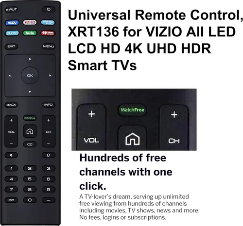 Vista 2 de XRT136 - Control remoto de repuesto para todos los televisores inteligentes VIZIO LED LCD HD 4K UHD HDR