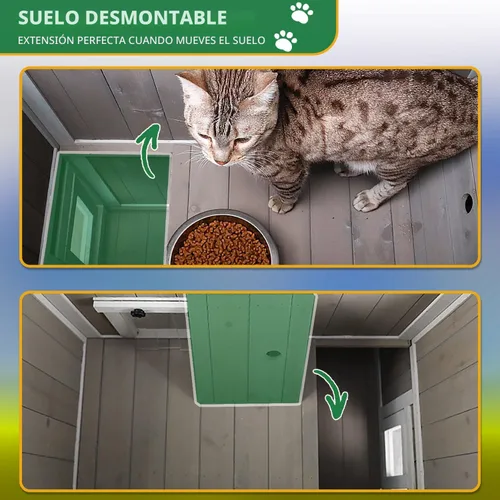Vista 3 de Casa para gatos resistente a la intemperie con balcón grande, refugio