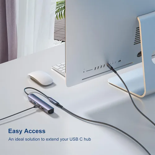 Vista 3 de Cable de extensión USB C de 3 pies, USB 3.2 USB-C macho a hembra, cable extensor de carga rápida 5A y sincronización de 10 Gbps para iPhone 16, rojo