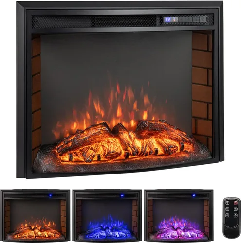Vista 12 de Tangkula Inserto de chimenea eléctrica de 18 pulgadas, con control remoto, colores de llama ajustables y brillo, protección contra