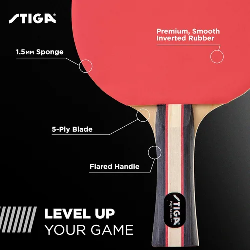 Vista 4 de STIGA Performance 2 or 4 Player Table Tennis Set – USATT Approved Rackets and 3-Star Balls – 5-Ply Blade & Flared Handle – Perfect for Skill