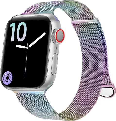 Vista 2 de Correa milanesa de metal de acero inoxidable compatible con Apple Watch de 1.496 in, 1.575 in, 1.614 in, 1.654 in, 1.732 in, 1.772 in, 1.772 in