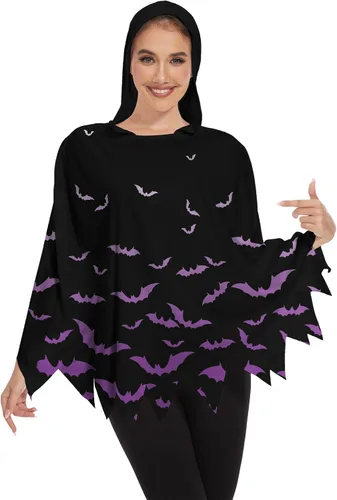 Vista 2 de TMSD Disfraz divertido de poncho de fantasma de esqueleto de Halloween para mujer