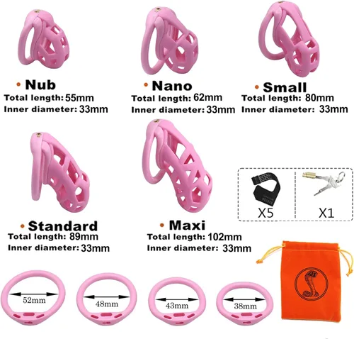 Vista 7 de Jaula de castidad de resina, dispositivo de castidad masculina 3.0 con 4 anillos, dispositivo de castidad masculina para pene, jaula de castidad