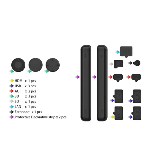 Vista 6 de ECHZOVE Switch OLED Silicone Soft Rubber Dust Proof Plug, Nintendo Switch Dust Proof Cover Assessories Kits,Dust Cover for HDMI, USB, AC, SD, LAN