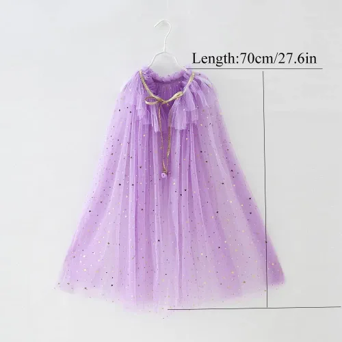 Vista 7 de Juego de 9 capas de princesa para niñas vestido de princesa capa de cosplay con joyería tiara corona varita collar guantes trenzados para niños