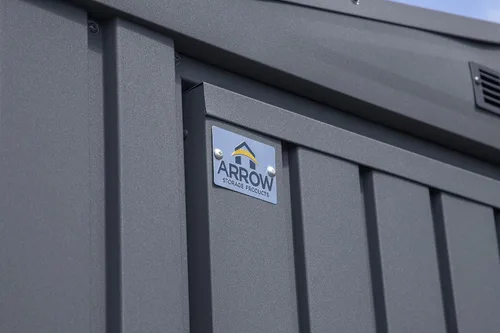 Vista 5 de Arrow Shed Elite - Cobertizo de almacenamiento de acero para exteriores de 14 x 16 pies de alto con puertas altas y puertas con cerradura
