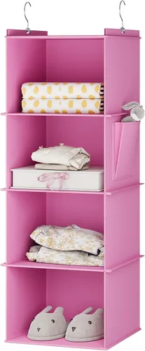 Vista 15 de YOUDENOVA Organizador colgante de armario, estantes de almacenamiento colgantes de 3 repisas, beige