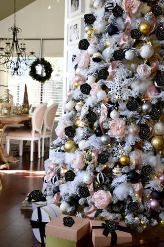 Vista 6 de Ramo de rosas negras con purpurina, 72 piezas de rosas artificiales de espuma con tallos para bricolaje, boda, hogar, fiesta, Navidad, Halloween 72