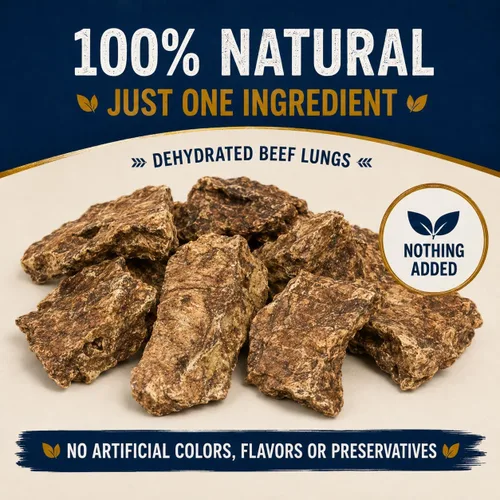 Vista 3 de hotspot pets Golosinas de carne de pulmón para perros, bolsa grande de 1 libra, tostado lento, totalmente naturales, deshidratadas, golosinas