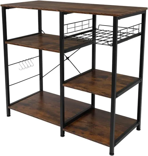Vista 9 de Estante de cocina para hornear y microondas con estantes ajustables para electrodomésticos, estante de almacenamiento de electrodomésticos