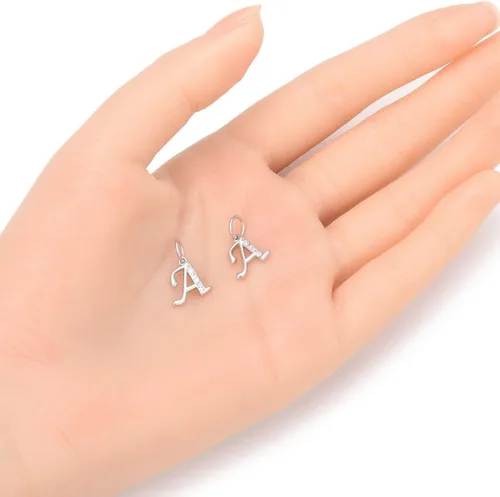 Vista 2 de Adabele Auténtica plata de ley brillante A-Z 26 letras pequeñas del alfabeto con circonita cúbica, colgante de diamantes de imitación resistente al
