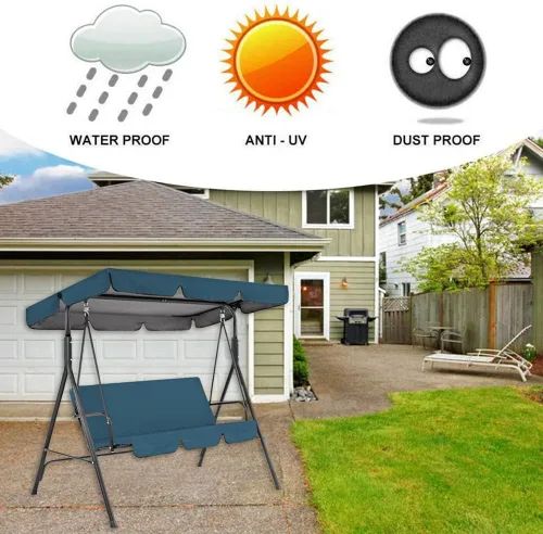 Vista 2 de ikasus Toldo de repuesto para columpio al aire libre, 65 x 45 pulgadas, cubierta superior de porche y funda de asiento, tela Oxford, jardín, patio
