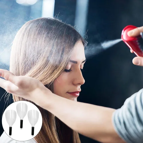 Vista 5 de EMVANV 3 protectores faciales de peluquería con mango de esponja, mascarilla de plástico para corte de pelo, protector de laca reutilizable