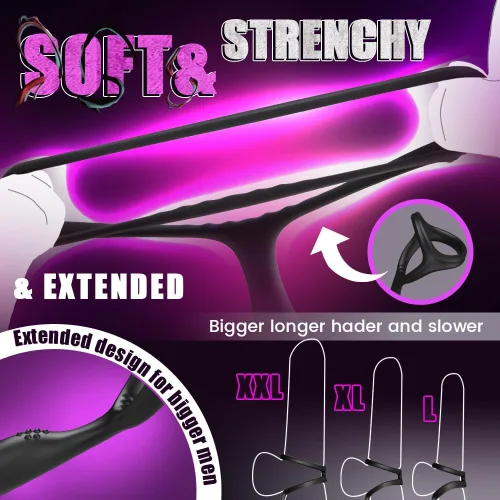 Vista 5 de Vibrador anal masculino Masajeador de próstata Juguetes con anillo para la polla, 9 oscilaciones de empuje y vibración Control remoto Consolador