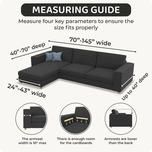 Vista 5 de PAULATO BY GA.I.CO. Funda para sofá seccional - Funda de sofá chaise en forma de L - Fundas de esquina lavables - Funda elástica de ajuste perfecto