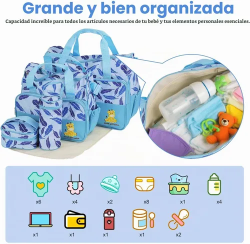 Vista 6 de KOCASO Juego de 5 bolsas de pañales para bebés Azul