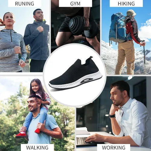 Vista 6 de AUNTHUI Mocasines casuales de malla para hombre, transpirables, cómodos, suaves, para caminar al aire libre