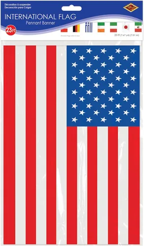 Vista 4 de Banderines con diseños de banderas nacionales, impermeables, 20 banderas por hilo, Paquete de 1, Multicolor