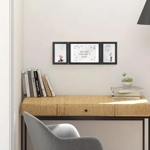 Vista 5 de Sonefreiy Marco de Fotos Múltiple, Collage de 3 Marcos de Fotos 4x6 y 5x7 en Madera Triple Negra para Escritorio y Pared, Regalo para Familia