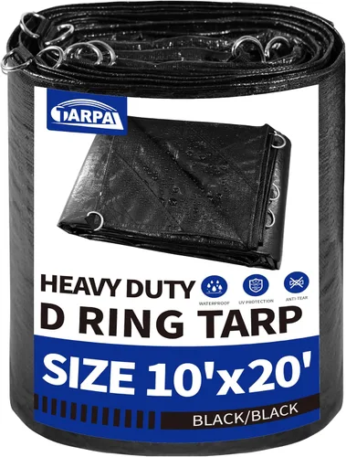 Vista 10 de TARPAL Lona impermeable de 4 x 4 pies (paquete de 2) lonas negras Negro