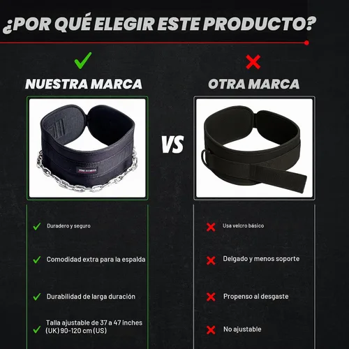 Vista 3 de Cinturón de inmersión premium con hebilla de acero, cadena duradera y mosquetones, perfecto para levantamiento de pesas y dominadas con carga