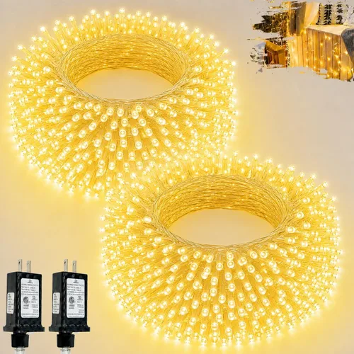 Vista 19 de Paquete de 1 cadena de luces conectables para interiores, 33 pies, 100 luces LED, 13 modos, luces de hadas parpadeantes, enchufables, impermeables