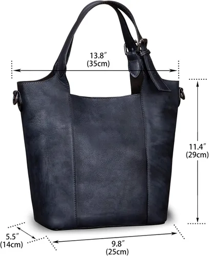 Vista 5 de Bolsos de cuero genuino para mujer, estilo vintage, hecho a mano, bolso de hombro, bolso de mano de piel de vaca, bolso con asa superior para mujer