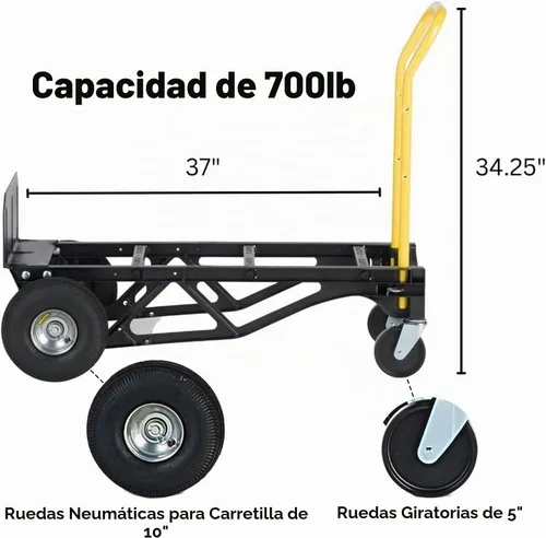 Vista 4 de Carretilla de mano Harper Trucks, convertible, nailon, con ruedas de 10 pulgadas, PGDYK1635PKD