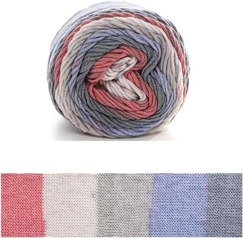 Vista 13 de Hilo de color de algodón para tartas, hilo multicolor arcoíris para tejer y tejer a ganchillo, 2 bolas de 7.05 oz, 45% algodón, 55% acrílico, hilo