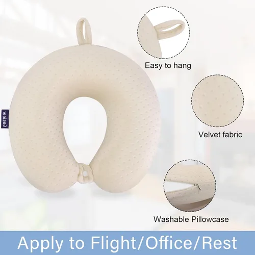 Vista 2 de Almohada de Espuma Viscoelástica para el Cuello, Cómoda Almohada de Viaje para el Cuello, Soporte para Cuello y Cabeza, Ligera y Portátil, Almohada