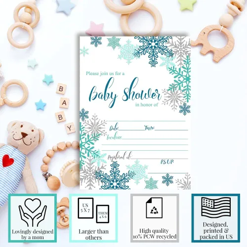 Vista 3 de AmandaCreation - Invitaciones para fiesta de baby shower, 20 tarjetas de relleno de 5 x 7 pulgadas con veinte sobres blancos