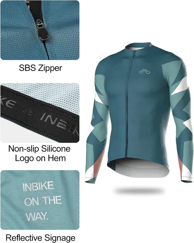 Vista 3 de INBIKE Camiseta de ciclismo de manga larga transpirable y de secado rápido con 3 bolsillos traseros para hombres y mujeres