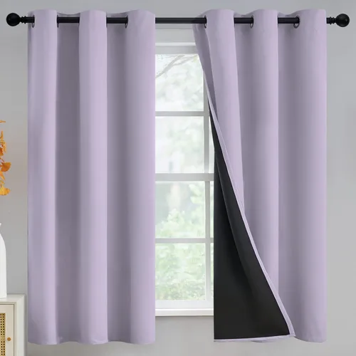 Vista 180 de Yakamok Cortinas negras, cortinas de ventana con aislamiento térmico y eficiencia energética para dormitorio, cortinas opacas completas y cortinas
