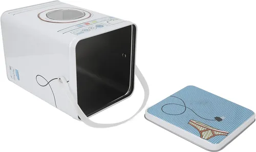 Vista 3 de Contenedor de detergente, caja de polvo de lavandería de gran capacidad, decoración de lata azul con asa para lavar tabletas para almacenar
