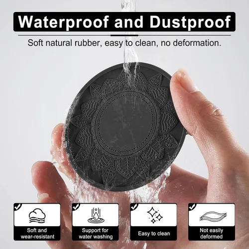 Vista 4 de SINGARO - Posavasos para tazas de automóvil, 4 soportes de silicona integrados en portavasos decorativos, soportes universales antideslizantes