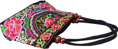Vista 3 de Bolsos de hombro para mujer, estilo vintage, bordados, florales, para mujer
