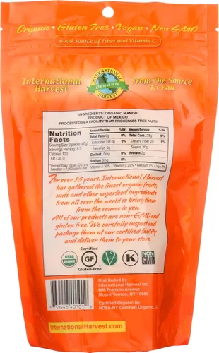 Vista 3 de International Harvest, Rebanadas de mango orgánico, 12 onzas