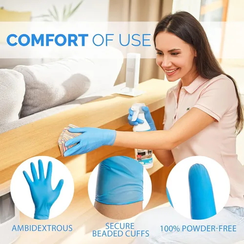 Vista 4 de [100 guantes de nitrilo – Examen desechable sin polvo ni látex – Grado médico y alimenticio – 3 mil – sensible al tacto