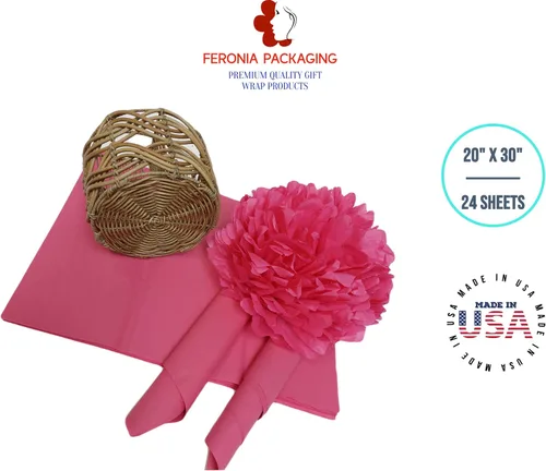 Vista 5 de Azalea - Cuadrados de papel de seda rosa, 24 hojas a granel, papel de regalo premium y suministros de arte para cumpleaños, vacaciones o regalos por
