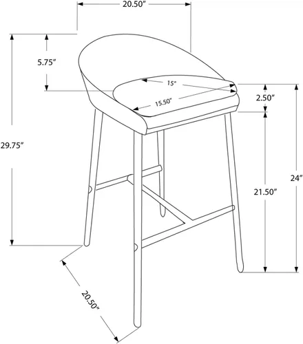 Vista 3 de Monarch Specialties I BARSTOOL, Blanco