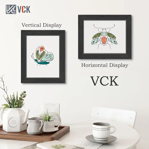 Vista 6 de VCK Juego de 3 portarretratos de madera negra de 8 x 10 pulgadas con exclusiva veta de madera, marco para el hogar, estudio y galería, mesa o colgar
